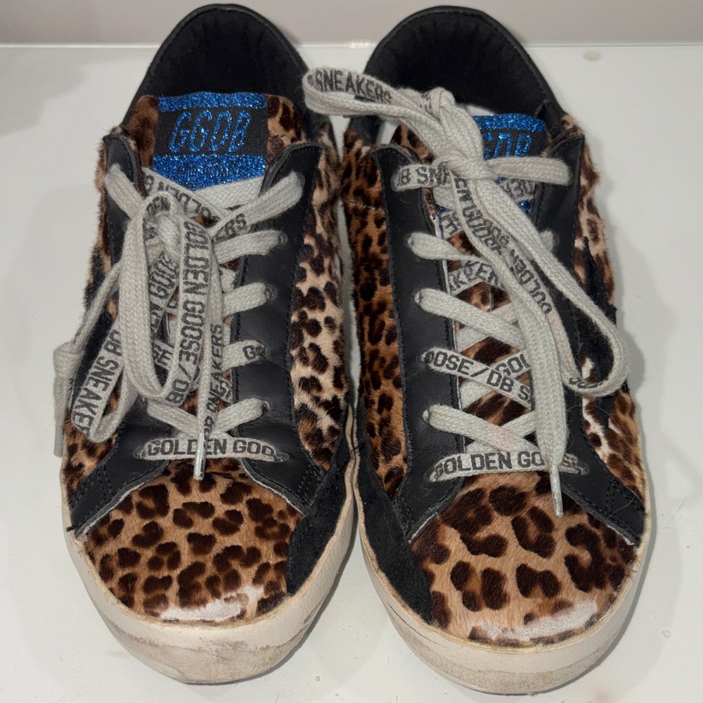 Golden Goose Leopard Calf Hair Sneakers